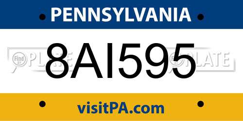 8AI595 Pennsylvania License Plate