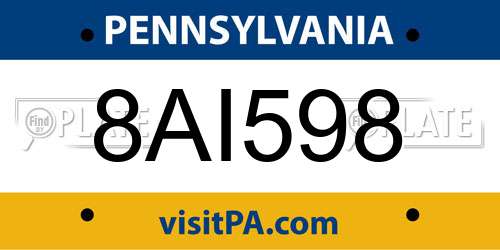 8AI598 Pennsylvania License Plate
