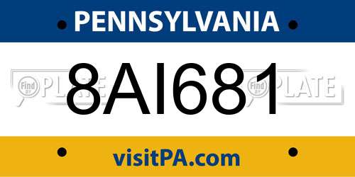 8AI681 Pennsylvania License Plate