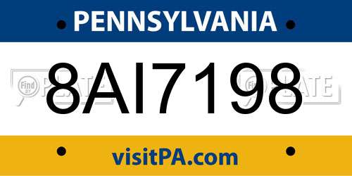 8AI7198 Pennsylvania License Plate