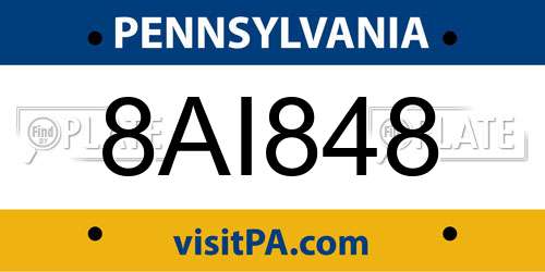 8AI848 Pennsylvania License Plate