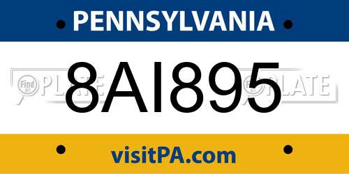 8AI895 Pennsylvania License Plate