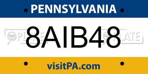 8AIB48 Pennsylvania License Plate