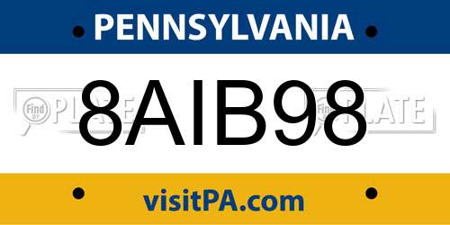 8AIB98 Pennsylvania License Plate