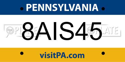 8AIS45 Pennsylvania License Plate