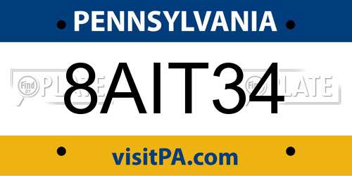 8AIT34 Pennsylvania License Plate