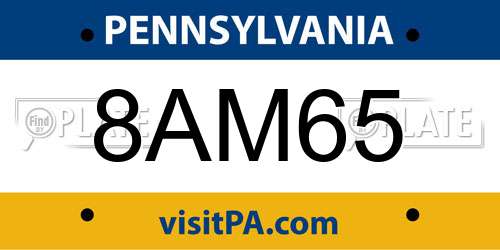 8AM65 Pennsylvania License Plate