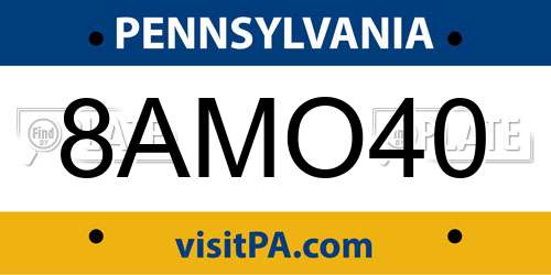 8AMO40 Pennsylvania License Plate