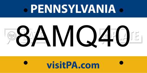8AMQ40 Pennsylvania License Plate
