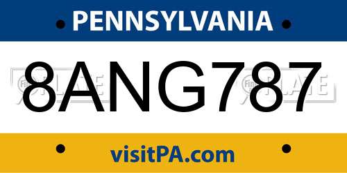 8ANG787 Pennsylvania License Plate