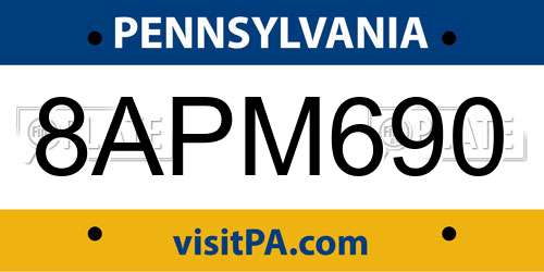 8APM690 Pennsylvania License Plate