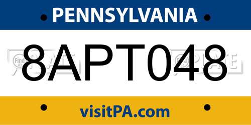 8APT048 Pennsylvania License Plate