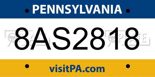 8AS2818 Pennsylvania License Plate