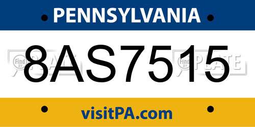 8AS7515 Pennsylvania License Plate