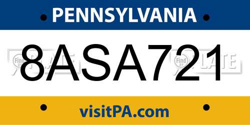 8ASA721 Pennsylvania License Plate