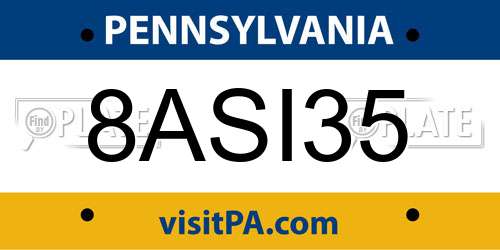 8ASI35 Pennsylvania License Plate