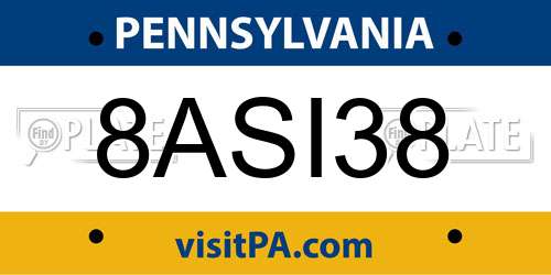 8ASI38 Pennsylvania License Plate