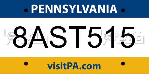 8AST515 Pennsylvania License Plate