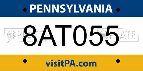 8AT055 Pennsylvania License Plate