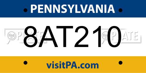 8AT210 Pennsylvania License Plate