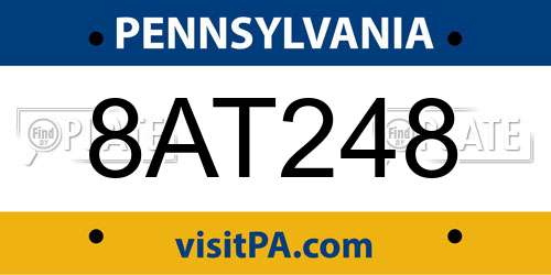 8AT248 Pennsylvania License Plate