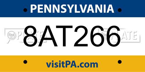 8AT266 Pennsylvania License Plate