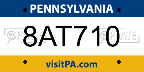 8AT710 Pennsylvania License Plate