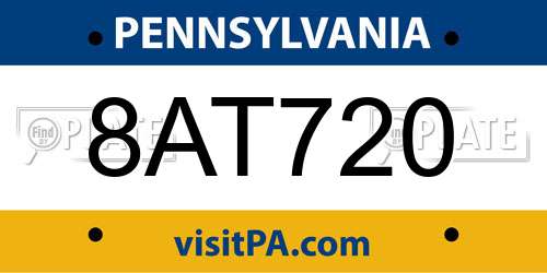 8AT720 Pennsylvania License Plate
