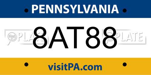 8AT88 Pennsylvania License Plate