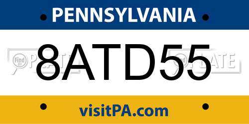 8ATD55 Pennsylvania License Plate