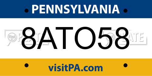8ATO58 Pennsylvania License Plate