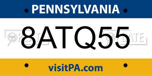 8ATQ55 Pennsylvania License Plate