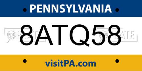 8ATQ58 Pennsylvania License Plate