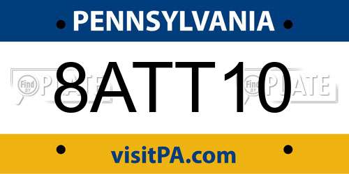8ATT10 Pennsylvania License Plate