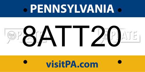 8ATT20 Pennsylvania License Plate