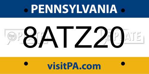 8ATZ20 Pennsylvania License Plate