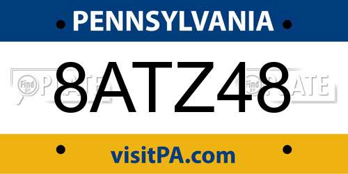 8ATZ48 Pennsylvania License Plate