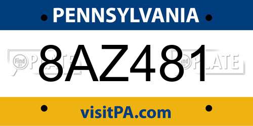 8AZ481 Pennsylvania License Plate