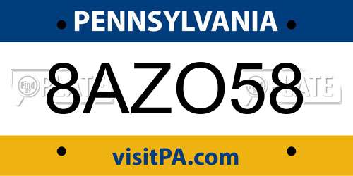 8AZO58 Pennsylvania License Plate