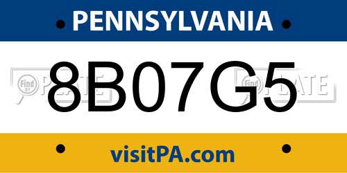 8B07G5 Pennsylvania License Plate