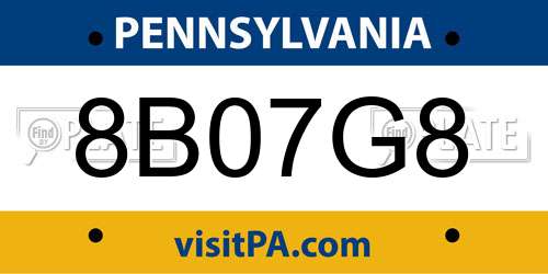 8B07G8 Pennsylvania License Plate
