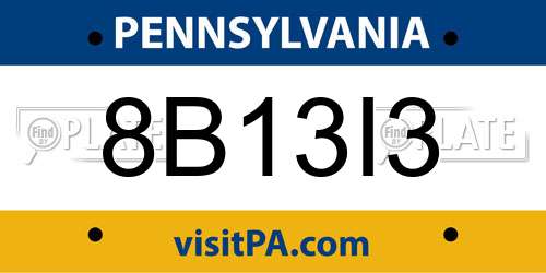8B13I3 Pennsylvania License Plate