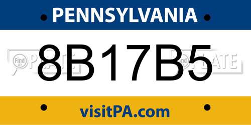 8B17B5 Pennsylvania License Plate