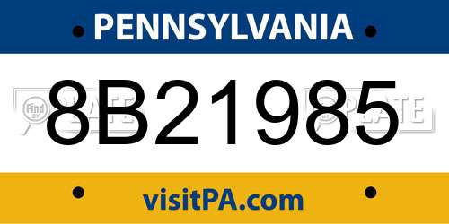8B21985 Pennsylvania License Plate