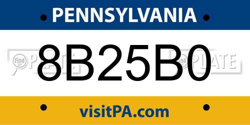 8B25B0 Pennsylvania License Plate