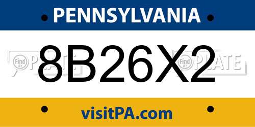 8B26X2 Pennsylvania License Plate