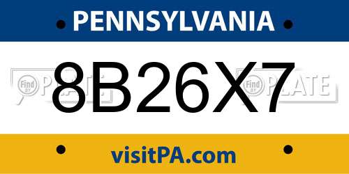 8B26X7 Pennsylvania License Plate