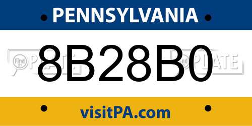 8B28B0 Pennsylvania License Plate