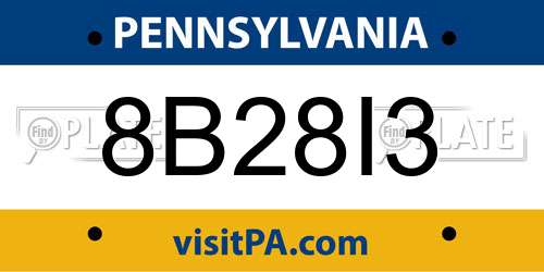8B28I3 Pennsylvania License Plate