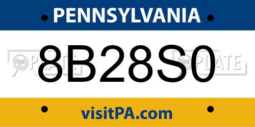 8B28S0 Pennsylvania License Plate